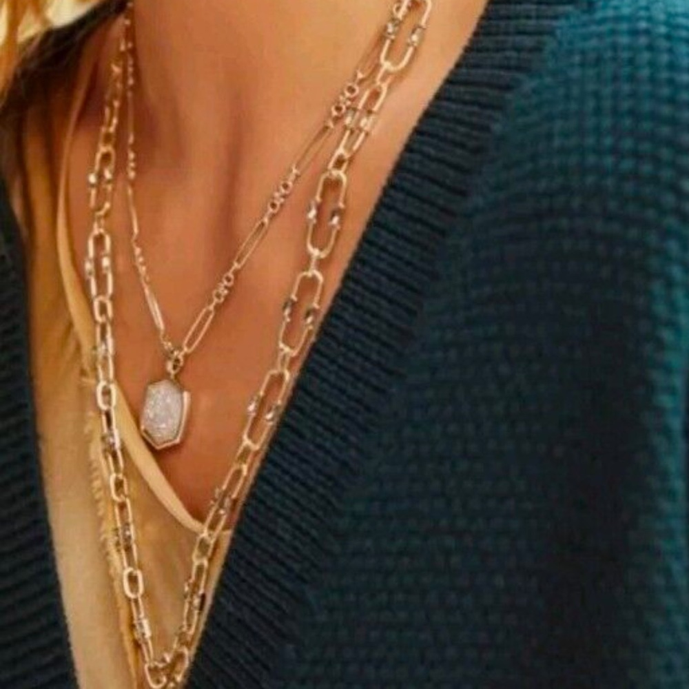 Kendra Scott Gold Gage Crystal Oval Link Necklace